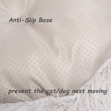 М'яке ліжко для собак та котів, кругленьке, плюшеве, миється, портативне, 50см, бежеве