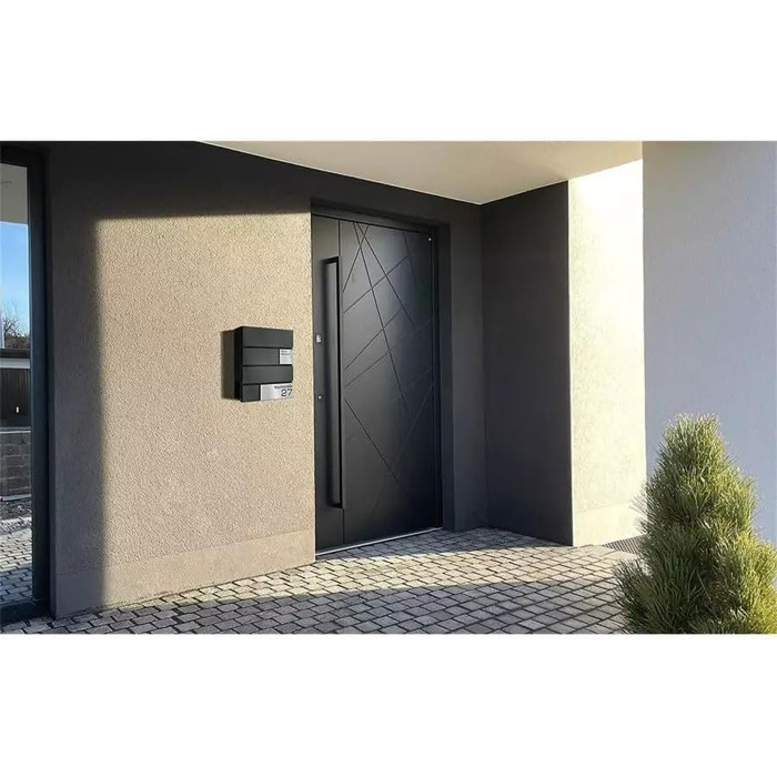 Поштова скринька Metzler Modell G антрацит, порошкове покриття RAL 7016, з гравіюванням та табличкою з нержавіючої сталі, настінний монтаж, 37x37x10.5 см