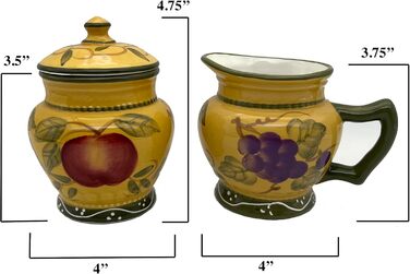 Tuscan Collection Deluxe Hand-Painted Sugar Bowl & Creamer Set by ACK