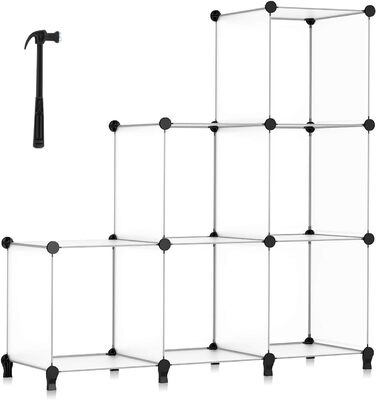 Wardrobe, Portable Shelving System, Plastic Closet with 2 Clothes Rods, Bedroom Wardrobe Closet White for Bedroom