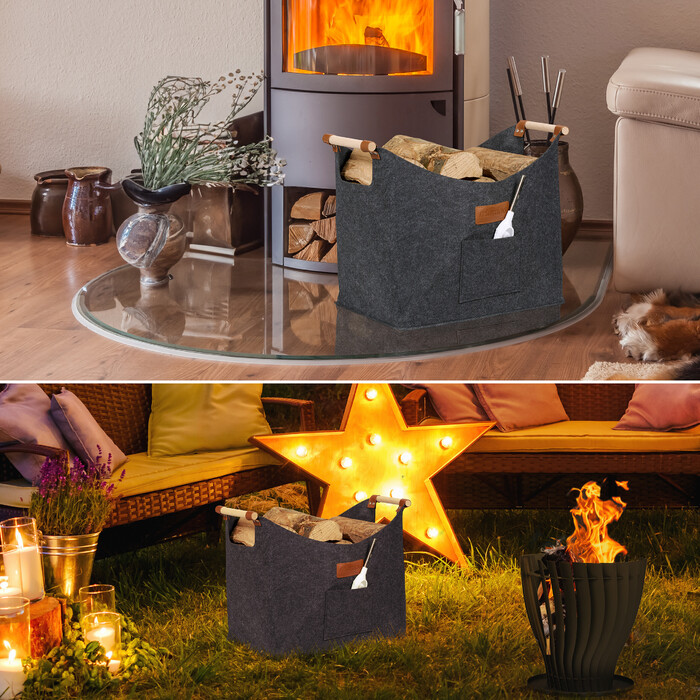 Relaxdays Felt Firewood Basket