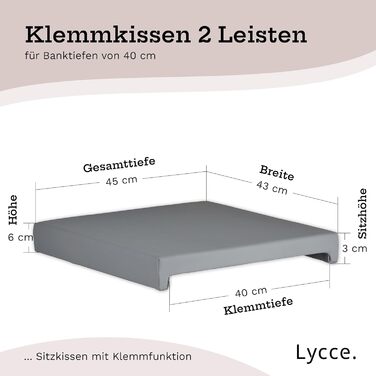 Сидіння для лавки Lycce, сіре, екошкіра, 40 см, з фіксаторами