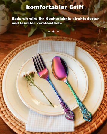 Набір столових приборів Retro на 6 осіб з нержавіючої сталі, 24 предмети, антикварний бароковий дизайн (Райдуга)