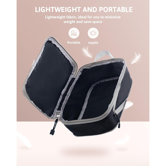 Набір кубиків-органайзерів для валізи Meowoo (4шт) - кубики-компресори, чорний