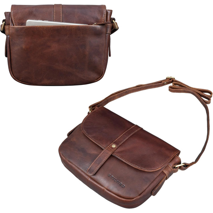 Сумка жіноча STILORD Kira шкіряна вінтажна маленька коричнева (коньяк) для вечірок та міста