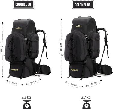 Tripole Rucksack from the Colonel Series with Internal Frame - Featuring Detachable Daypack and Rain Cover