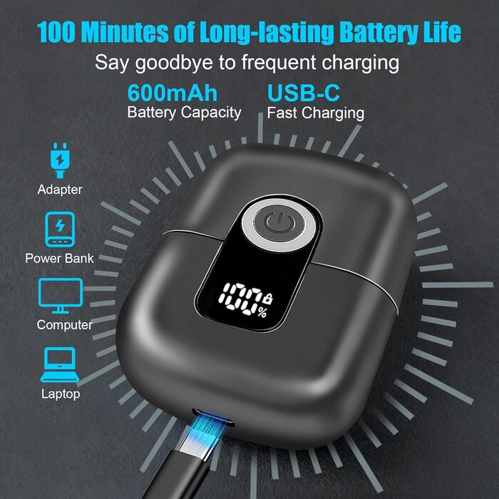 Електричний гоління для чоловіків Flintronic, водонепроникний, багатофункціональний, USB-C, 120 хв, чорний