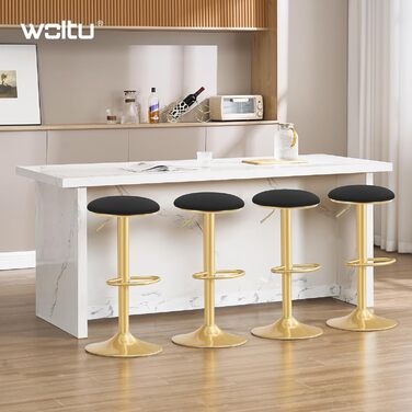 Барні стільці WOLTU 2 шт. з підніжкою, регульовані по висоті, 360° обертання, для бару, кафе, кухні, чорні