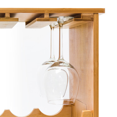 Relaxdays Bamboo Wine Rack for 16 Bottles and 12 Glasses