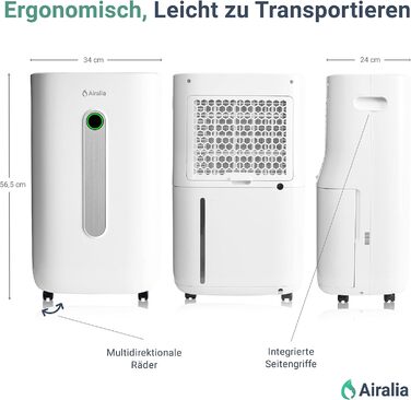 Електричний осушувач повітря AIR-DH20, 20 л/день, з підключенням до каналізації, об'єм бака 6,5 л, продуктивність 195 м³/год, для приміщень до 40 м²