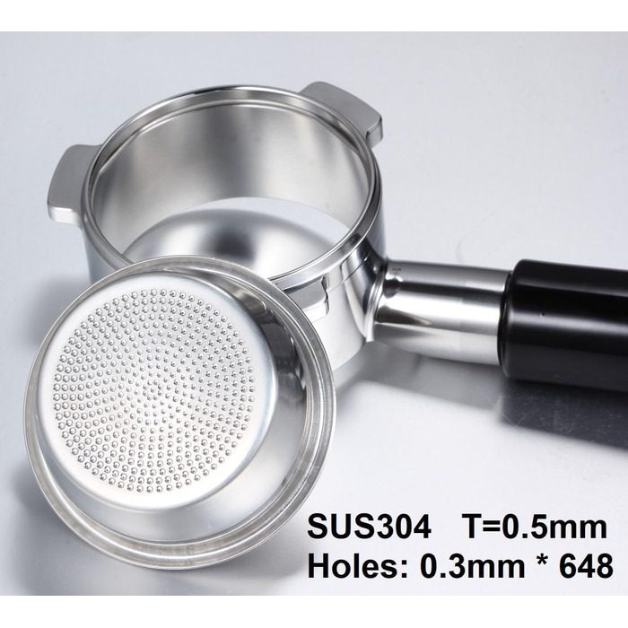 Bottomless Portafilter 54mm Compatible with Sage/Breville Barista Series 870/878/880 and 54mm Sage/Breville Espresso Machines, With 1 Cup Filter Basket, Wooden Handle