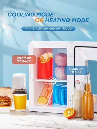 NORTHCLAN Міні холодильник 2в1 15 літрів (21 банка), портативний з охолодженням та нагріванням, 12V/220V для авто, офісу та гуртожитку, чорний, Max & Eco-режим
