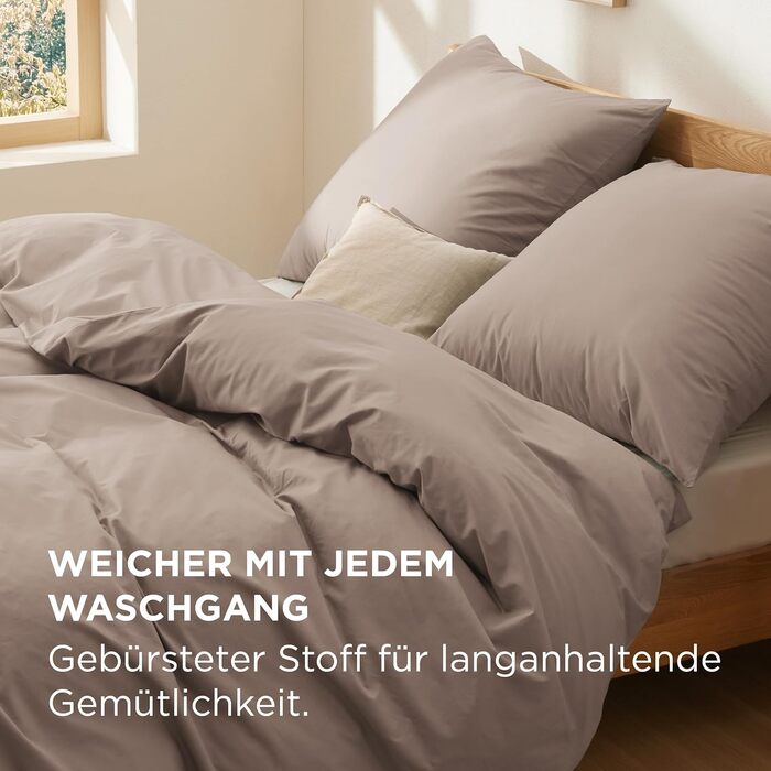 Комплект постільної білизни BEDSURE 135x200 з бавовни (4 шт.) - сірий колір, комплект з 2 наволочок 80x80 см, Oeko-TEX сертифікація, застібка на блискавку (155 x 220 см, хакі)