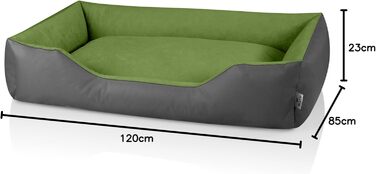Ліжко для собак BedDog LUPI, м'яке гніздо з знімним, пральним чохлом, корзина для собак, диванчик для маленьких собак, S, чорно-коричневе (GREEN-ROCK (сірий/зелений), 120 x 85 x 23 см)