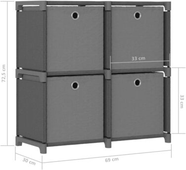 DIY Storage Shelf with 4 Boxes/Compartments, Cubby Shelf, Cube Storage System, Multifunctional Modular Closet, Storage Organizer for Clothes, Shoes, Toys for Bedroom