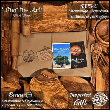Набір «Half Rustic» з оливкового дерева What the Art!: 2 дошки для нарізання та 2 дип-тарілки ручної роботи, 30×14-17 см і 40×17-22 см, сервірувальні дошки для кухні, сири, закуски