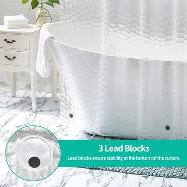 Шторка для душу OTRAKI 200x200 см, антигрибкова, EVA, прозора, без PVC, екологічна, з кільцями, водонепроникна, напівпрозора