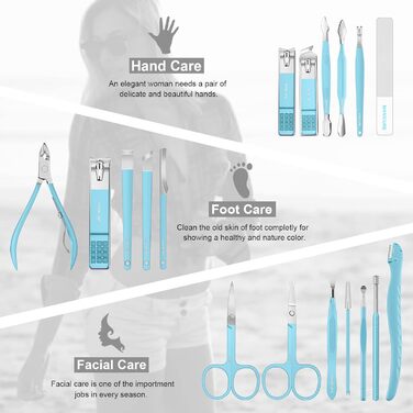 Набір для манікюру та педикюру Leipple: професійний набір інструментів для догляду за нігтями з нержавіючої сталі (18 шт.) + стильна сумка з шкіри