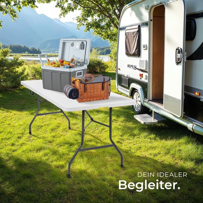 Складний алюмінієвий стіл TekTake для кемпінгу, саду, тераси, балкону (183x76x74 см, модель 402153)