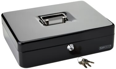 Металевий касовий ящик Rapesco SB0006B1 з замком, чорний, розмір 6