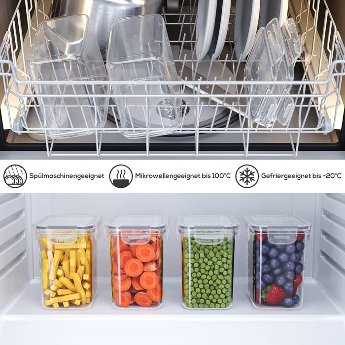 Набір контейнерів WellGro для зберігання продуктів з етикетками, крейдою та мірними ложками. 24 шт. BPA-free, герметичні, з кришкою, миє в посудомийній машині.