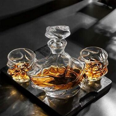 GLASKEY Crystal Whiskey Glasses Set of 4 - 350ml Lead-Free Crystal Glasses for Whiskey, Rum, Vodka, Scotch, Gin, Cognac, Water - Dishwasher Safe
