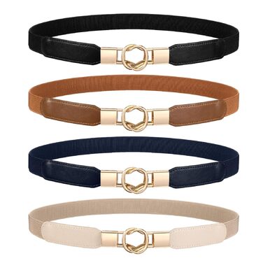 Жіночий еластичний пояс WERFORU (4 шт.) - чорний, коричневий, синій, бежевий - розмір 95-108 см