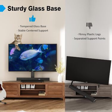 Підставка для телевізора настільна Universal 27-55 дюймів LCD LED з регулюванням висоти та скляною основою VESA 400x400 HT08B-001