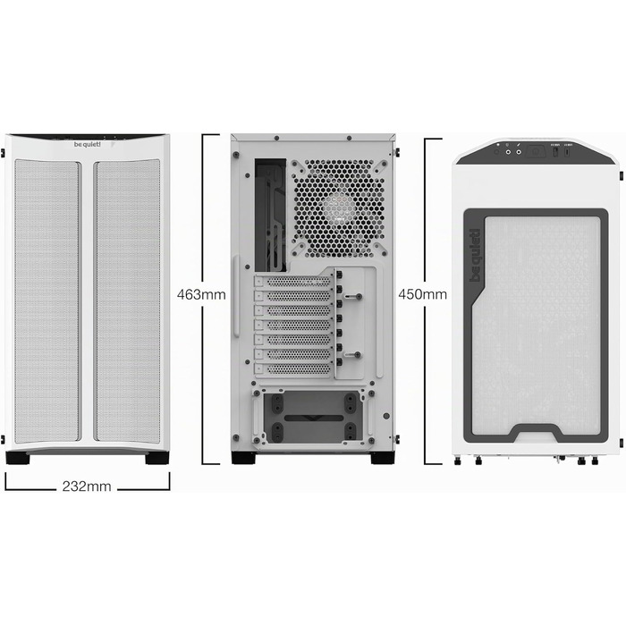Корпус для ПК be quiet! Pure Base 500DX White, 3 вентилятори Pure Wings 2, ARGB підсвітка, підтримка радіаторів до 360мм, загартоване скло, білий