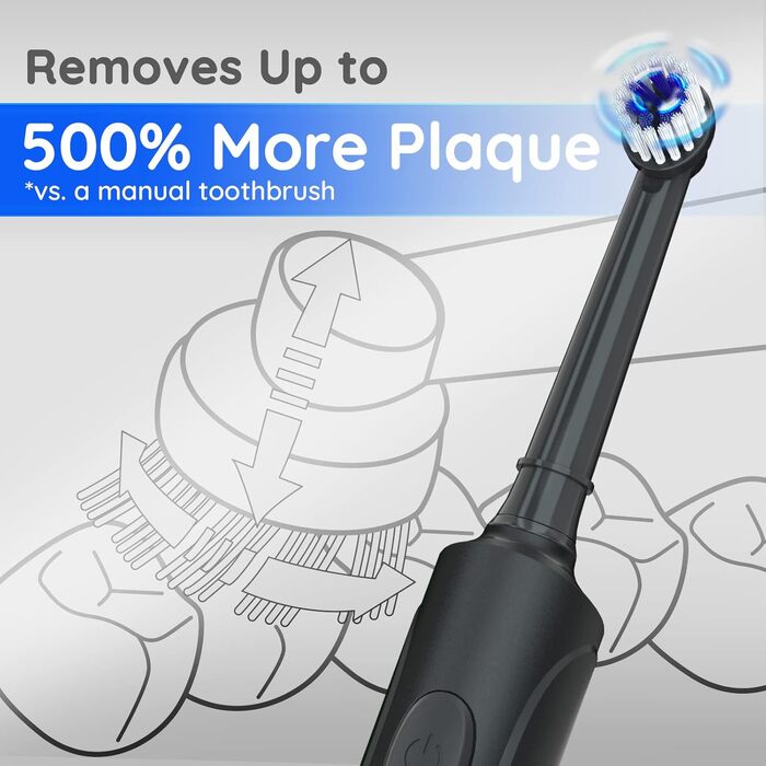 Електрична зубна щітка Mornwell ротаційна з 3 режимами, USB зарядка, 4 насадки, для дорослих та дітей (Чорна)