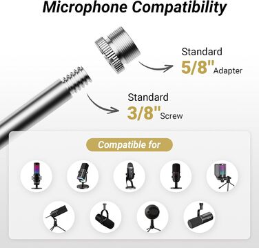 Стійка для мікрофона TONOR T20 з поп-фільтром та адаптером 3/8' - 5/8', мікрофонний кліп