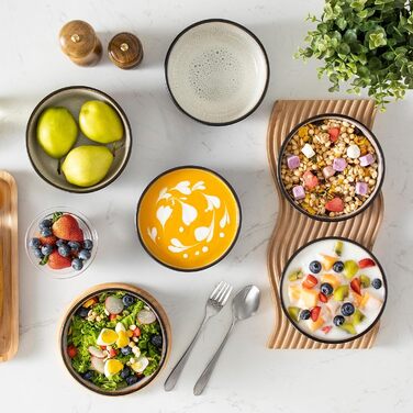 Набір посуду Steingut 24 шт. vancasso AMBER: 6 обеденних, десертних та супових тарілок, супові миски, реактивна глазур, безпечний для миття в посудомийній машині