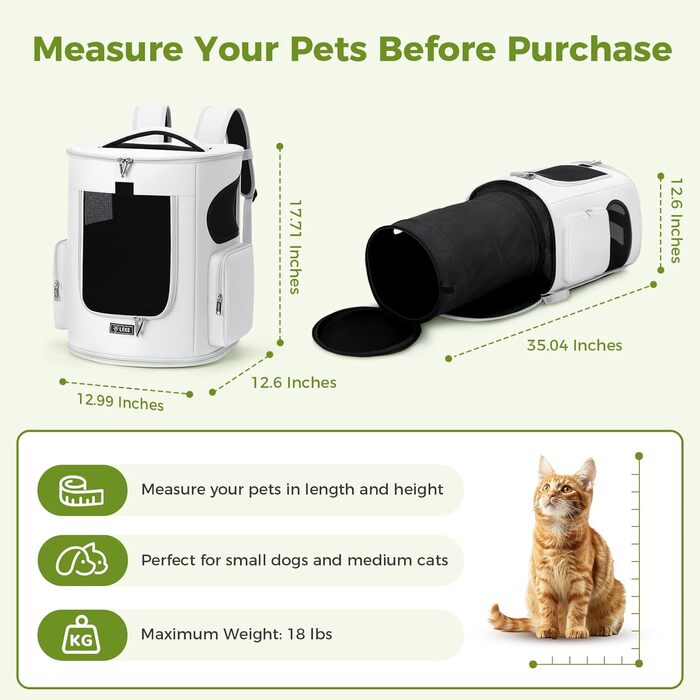 Розширюваний рюкзак для кота та собаки, переноска для тварин до 8 кг, сірий