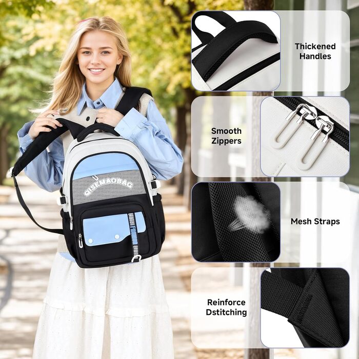 Шкільний рюкзак для дівчаток-підлітків 2025, водонепроникний, для ноутбука 15.6