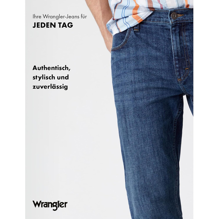 Джинси чоловічі Wrangler Straight Regular Fit, сині з чорним, W30-W44, 34W/32L Authentic Blue