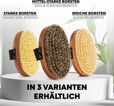 Premium Bath Brush/Body Brush – FSC certified, natural bristles (sisal & horsehair) & cord – body brush with long handle for back, dry & wet brush – 100% Made in Germany