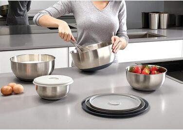 Joseph Joseph 4-Piece Stainless Steel Bowls with Lids - Stainless Steel, Silver