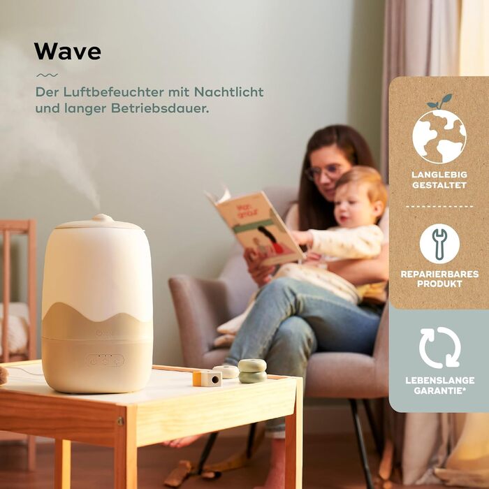 Зволожувач повітря Babymoov Wave, ультразвуковий, з холодною парою, тиха робота, велика ємність