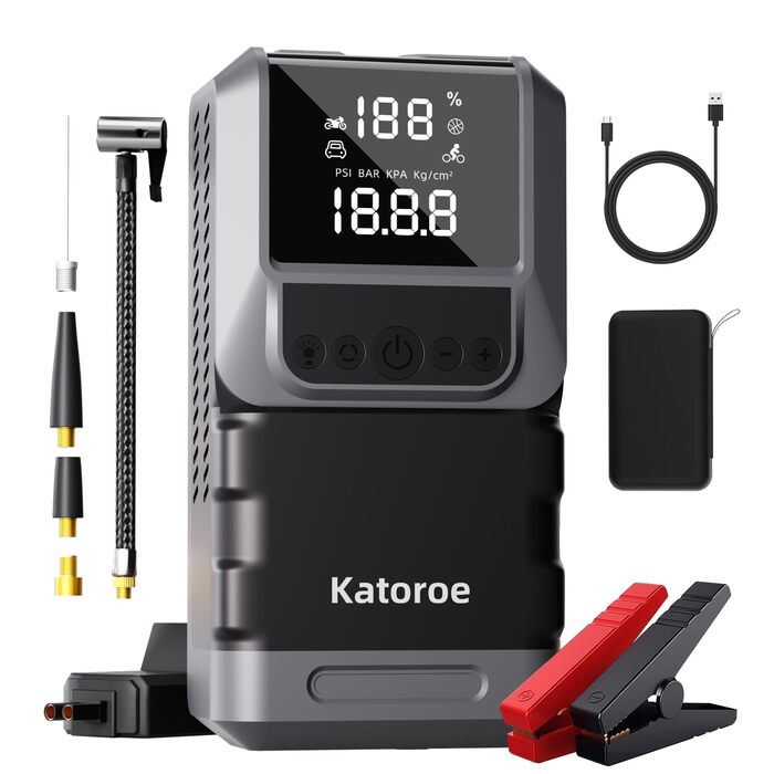 Powerbank для автомобіля 60000A з пусковим струмом, бустер для бензину/дизеля (10.0L/8.0L), ліхтарик 400 люмен, 2xUSB, потовщені кабелі - чорний