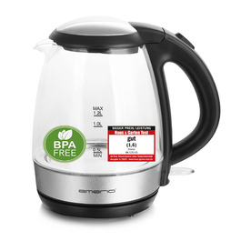 Електричний чайник EMERIO з об'ємом 1.7 л, 2200 Вт, синя LED-підсвітка, 360° підставка, скло Borosilikat, без BPA, WK-119988.7