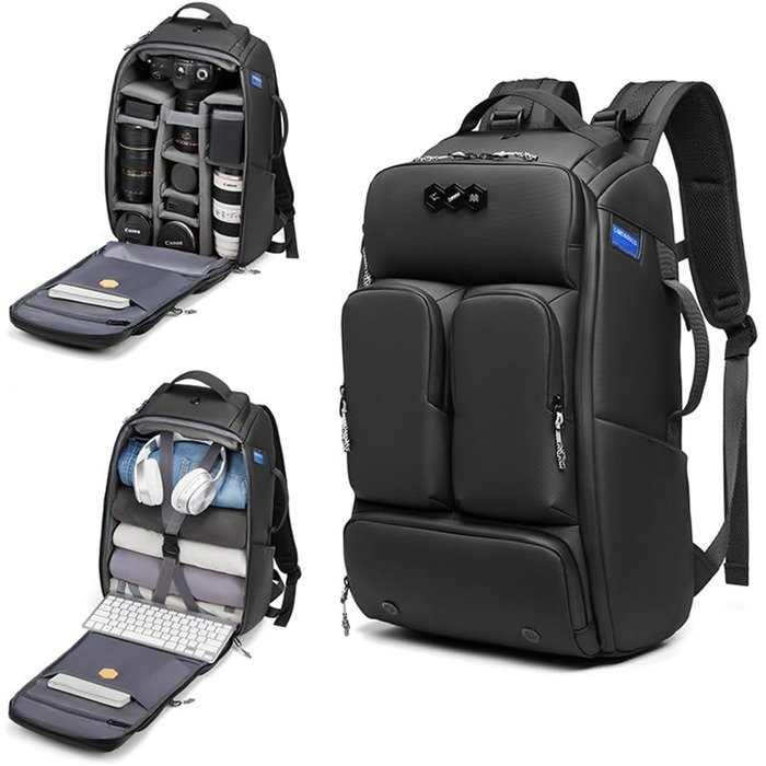 Рюкзак для камери Horfccid 23L: фотокамера, DSLR, ноутбук 15.6'', штатив (чорний)