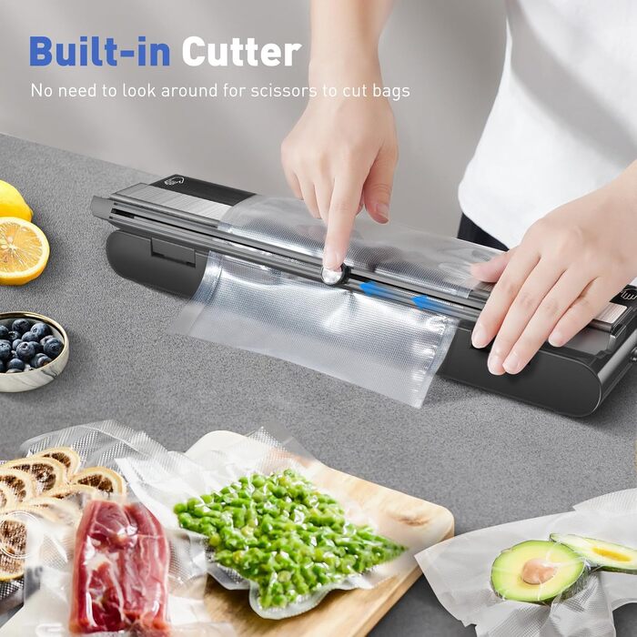 iLAFFUS Бездротовий вакуумний упаковник, портативний, акумуляторний, для приготування су-від з нарізкою, запаювач фольги для сухих та вологих продуктів, в комплекті 5 вакуумних пакетів та шланг