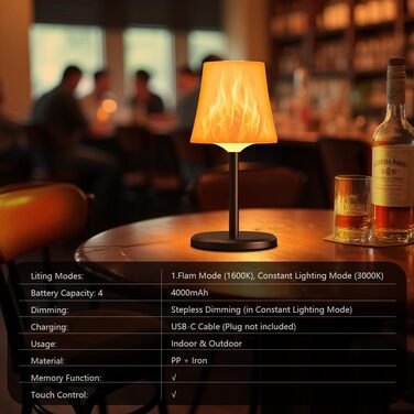 Настільна лампа LED акумуляторна бездротова 2 шт, димується, RGB, сенсорна, водонепроникна IP54 для спальні, вітальні, балкону