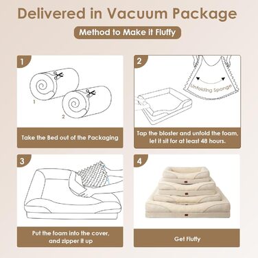 Orthopedic Dog Bed for Large Dogs, Memory Foam, Washable and Waterproof Dog Basket with 4 Sides, Dog Sofa Dog Couch, Non-Slip, 106.5x76x18.5 cm (91 x 68 x 17.5 cm (L x W x H), Beige)