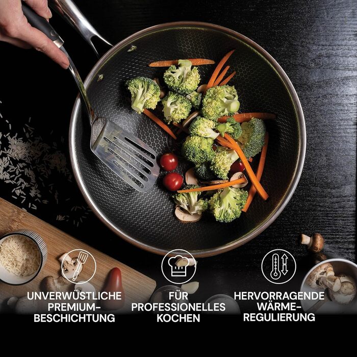ROSMARINO HexaPro 3.0 28 cm Stainless Steel Pancake Pan - High-quality non-stick coating, oven-safe - Ideal for the versatile kitchen. Pancake pan, 28cm