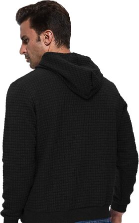 Чоловіча толстовка Tanozer з капюшоном, довгий рукав, в клітинку, чорний (XL)