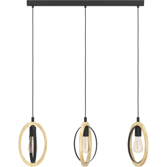 Торшер EGLO Basildon 1: дерев'яний торшер з абажуром, з вимикачем, E27, для вітальні, спальні, чорний, натуральний колір