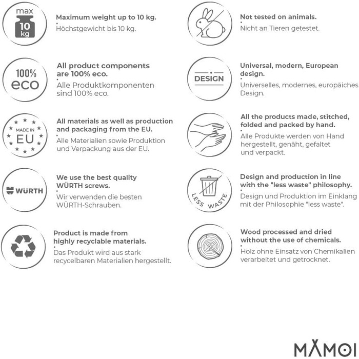 MAMOI® Clothes Rail for Baby Nursery | Children's Clothes Rail 106x95x32cm / 53x95x32cm | Children's Clothes Rack Baby | Coat Rack | Baby Wardrobe | Children's Wardrobe | 100% ECO | Made in EU