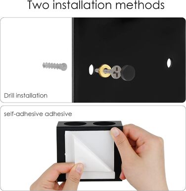 Настінна електрична підставка для зубних щіток, 4 слоти, з мискою з діатоміту, сумісна з AquaSonic, Kingheroes, Oral-B (Чорний)