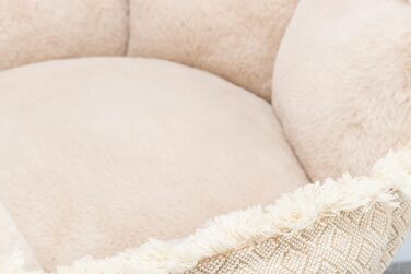 Ліжко для собак TRIXIE Boho, 65x65 см, бежеве - м'яке лежання з плюшем, кошик для середніх собак, неслизьке та пральне